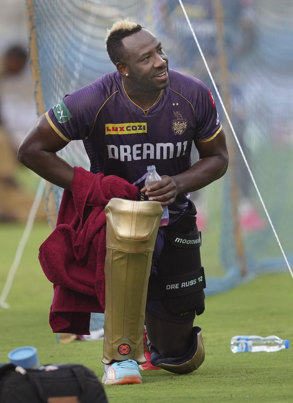 Kolkata Knight Riders player Andre Russell during a practice session ahead of IPL match between Kolkata Knight Riders and Mumbai Indians at Wankhede Stadium in Mumbai on May 2, 2024. 