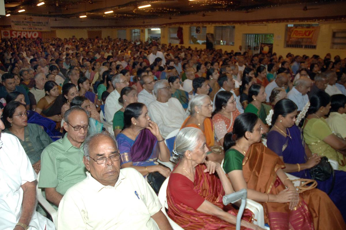Rasikas enjoying a concert at Sri Parthasarathy Swami Sabha, in Chennai on December 17, 2008.