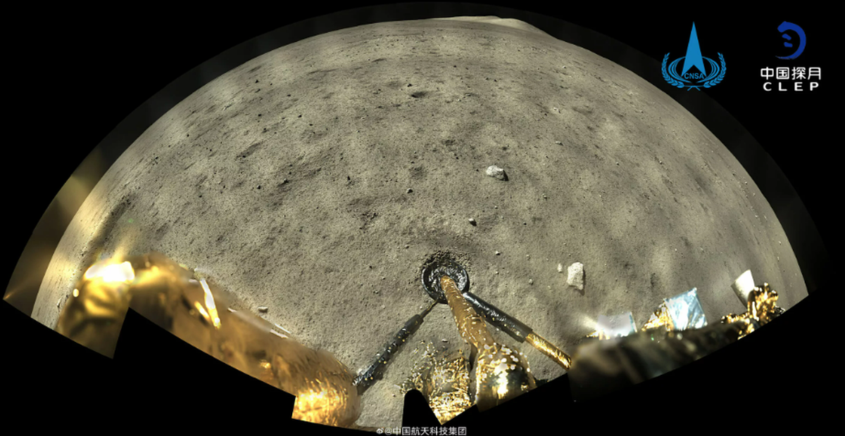 China’s Chang’e-5 spacecraft captured this image of the lunar surface shortly after landing in the Ocean of Storms on 1 December 2020