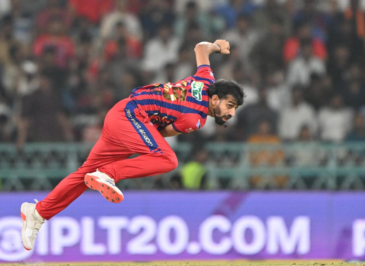 Lucknow Super Giants bowler Prince Yadav during the IPL T20 match against Rajasthan Royals at the Ekana Stadium in Lucknow on April 22,  2026.