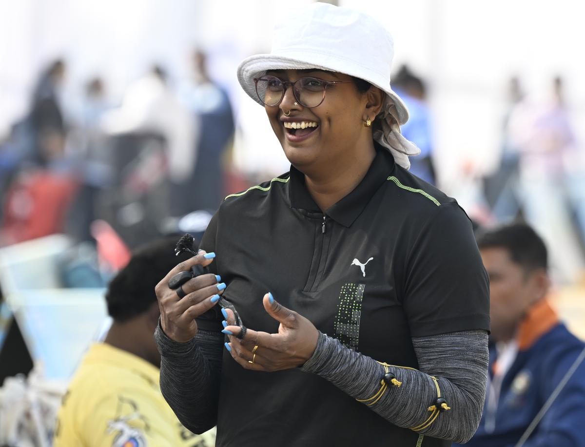 Deepika Kumari  at the  44th National Archery Championship at Jamshedpur on Wednesday, December 18, 2024.