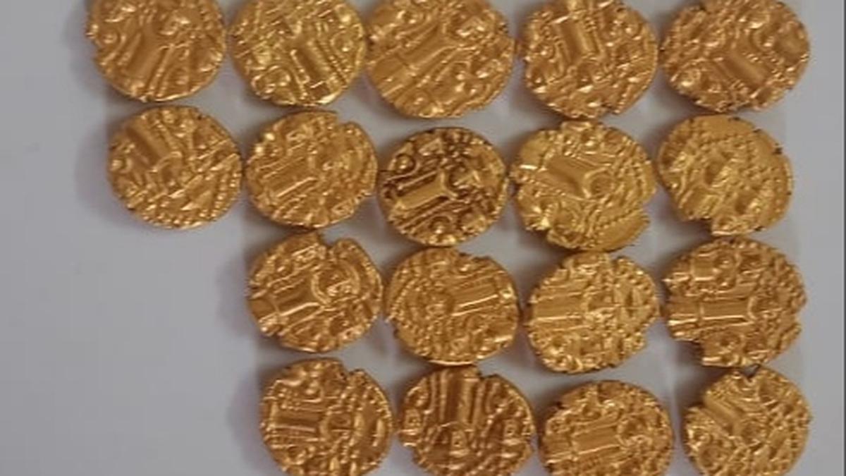 Broken pygg jar with 18 gold coins unearthed in Eluru district