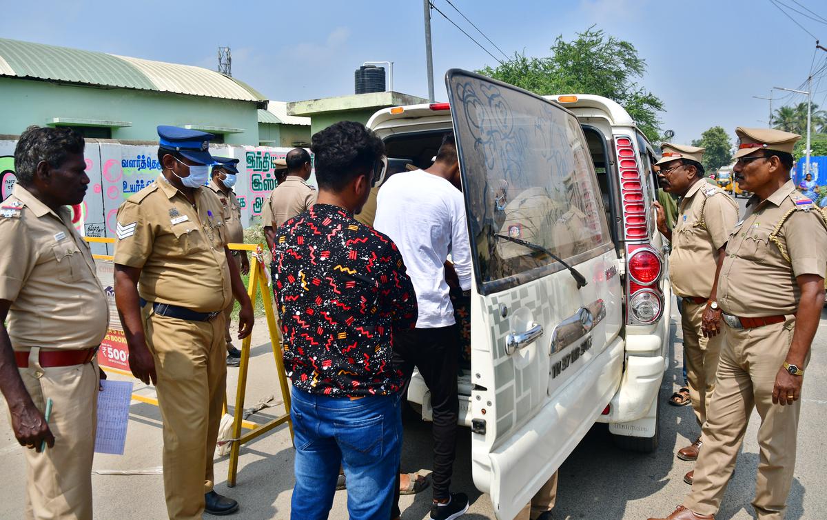 The police conduct vehicle checks across Coimbatore city following the car blast. 