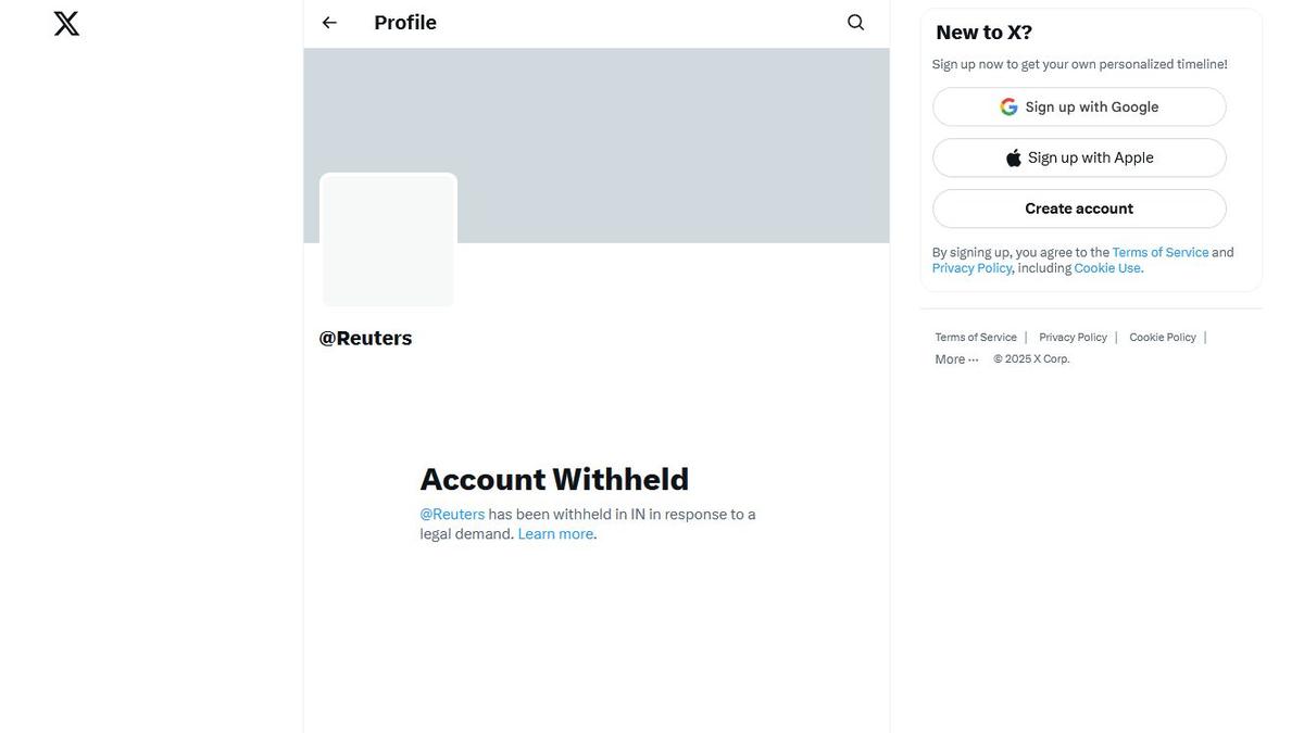 Reuters’ X account blocked in India apparently over request made during Operation Sindoor