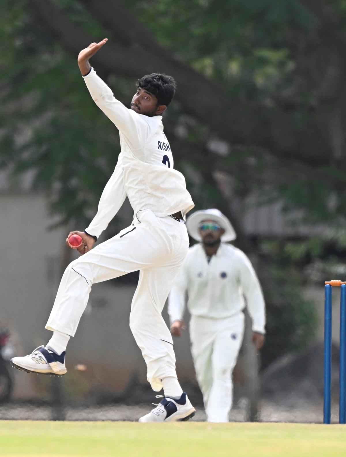 Jharkhand spinner Rishav Raj, who took four wickets against Tamil Nadu, on the fourth day of their Ranji Trophy Elite Group-A match in Coimbatore on Saturday, October 18, 2025.