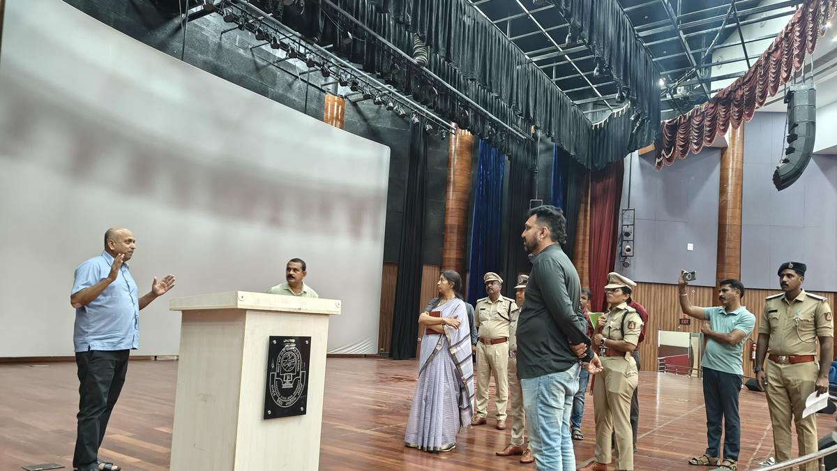 Officials inspect venue for Karnataka film awards presentation ceremony