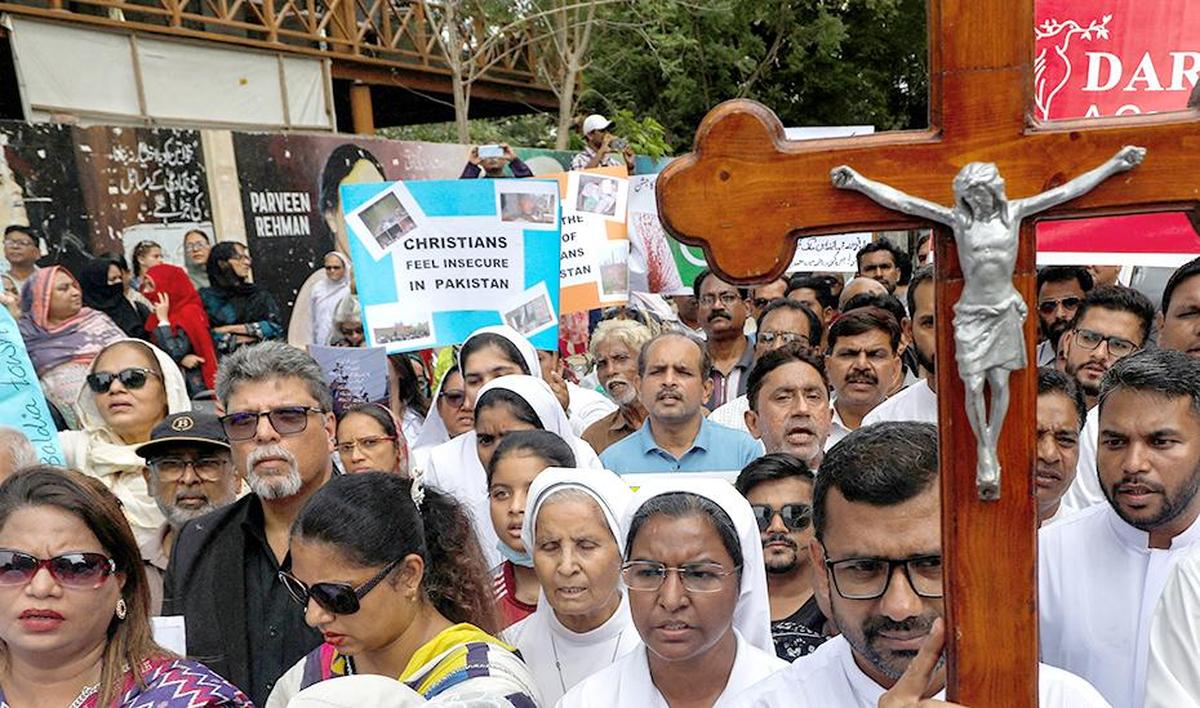 File picture of a protest to condemn the attacks on churches and houses in Faisalabad, Pakistan File picture of a protest to condemn the attacks on churches and houses in Faisalabad, Pakistan