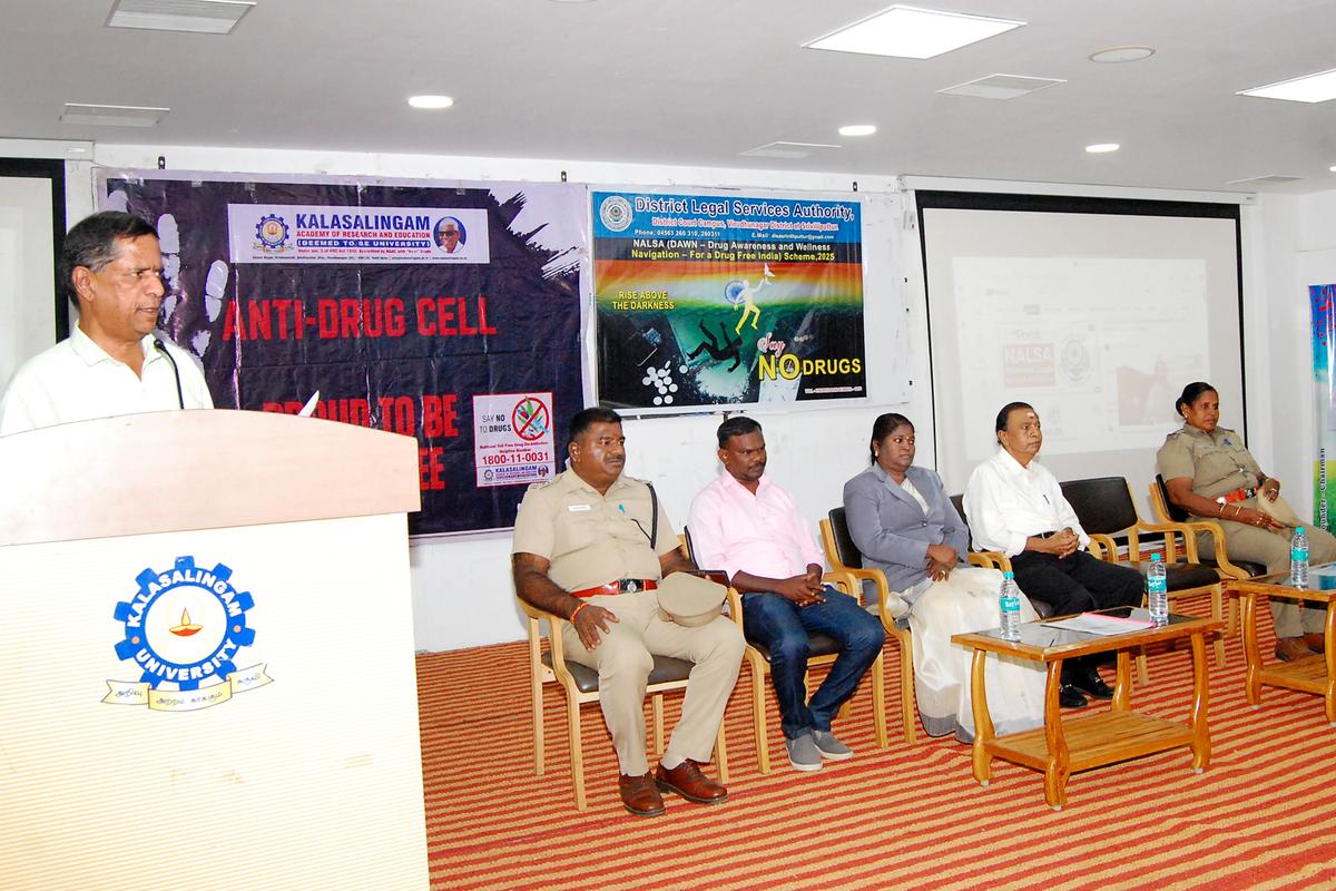 Dindigul: VNR District Legal Services Authority, with Kalasalingam University, Krishnankoil, hosts an awareness programme on the dangers of drugs.