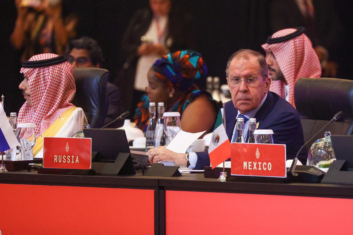 Russian Foreign Minister Sergei Lavrov attends the G20 Foreign Ministers’ Meeting in Nusa Dua, Bali, Indonesia on July 8, 2022. 