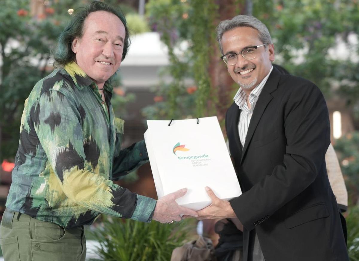 Botanist Patrick Blanc with BIAL CEO Hari Marar at KIA.