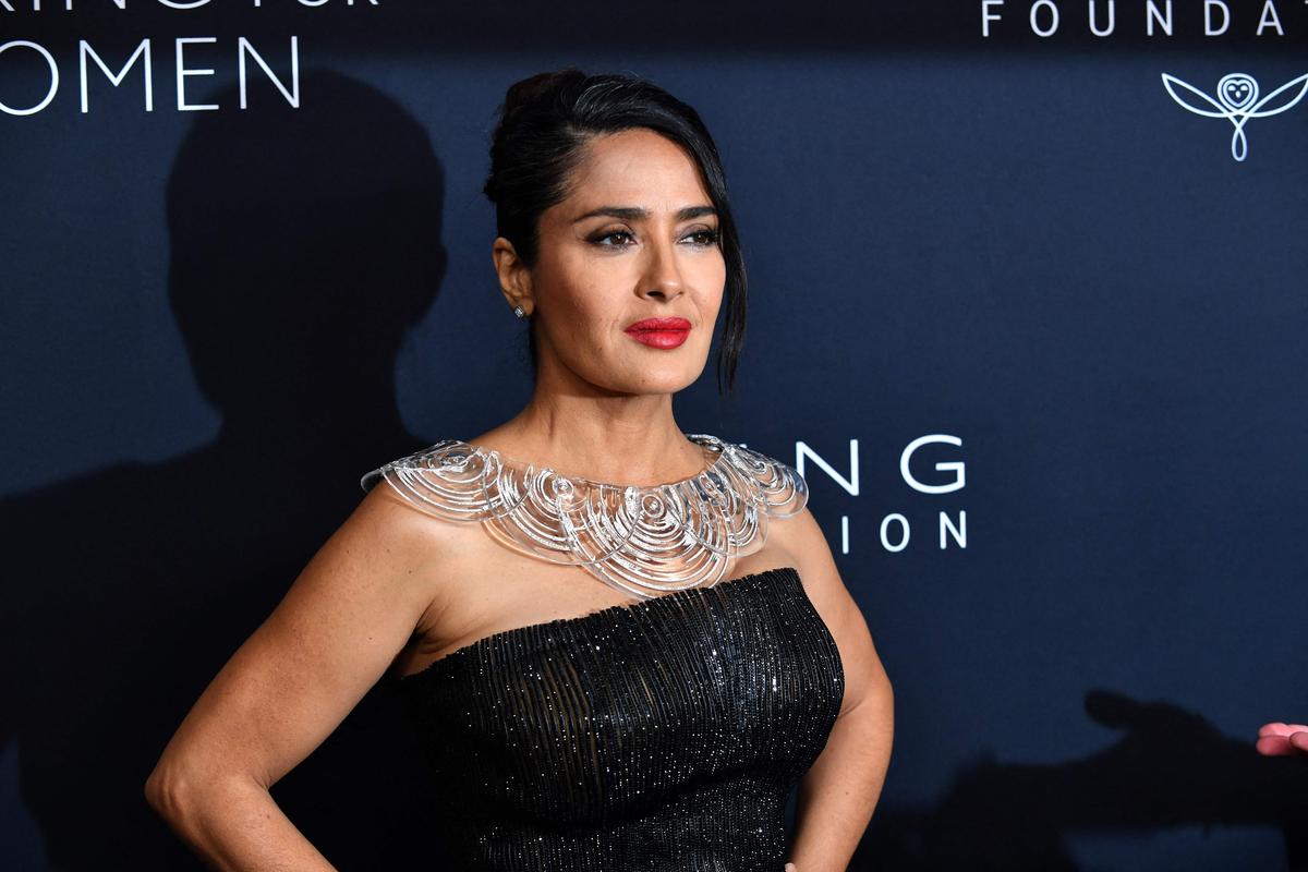 US-Mexican actress Salma Hayek attends the 2024 Kering Foundation’s Caring for Women dinner at The Pool in New York City on September 9, 2024