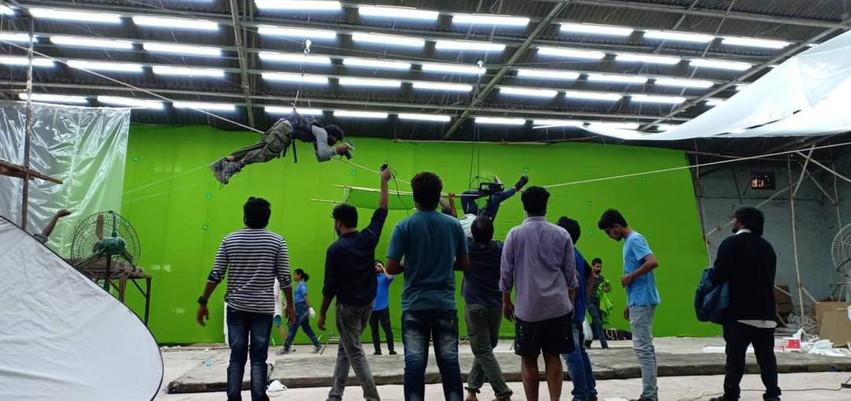 The green screen shots for VFX were filmed at a godown in Hyderabad  