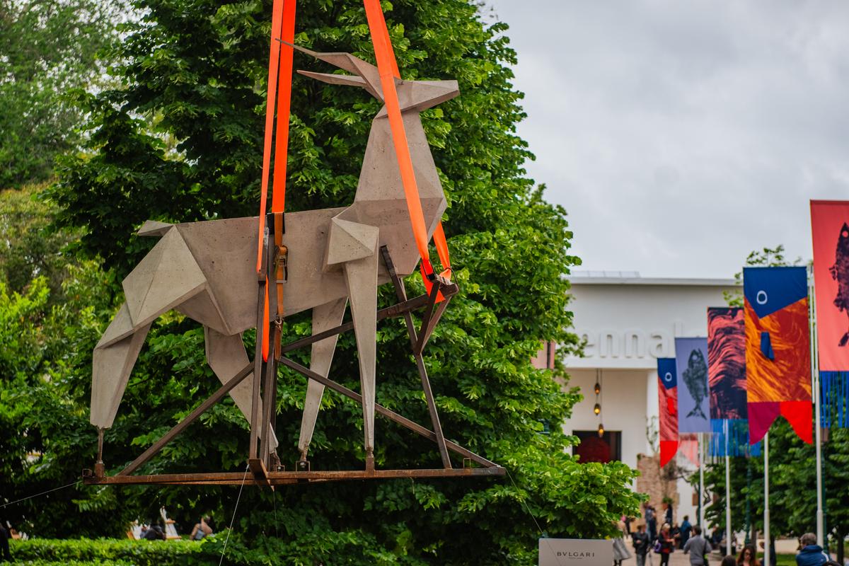 The Origami Deer by Ukrainian artist Zhanna Kadyrova at Giardini