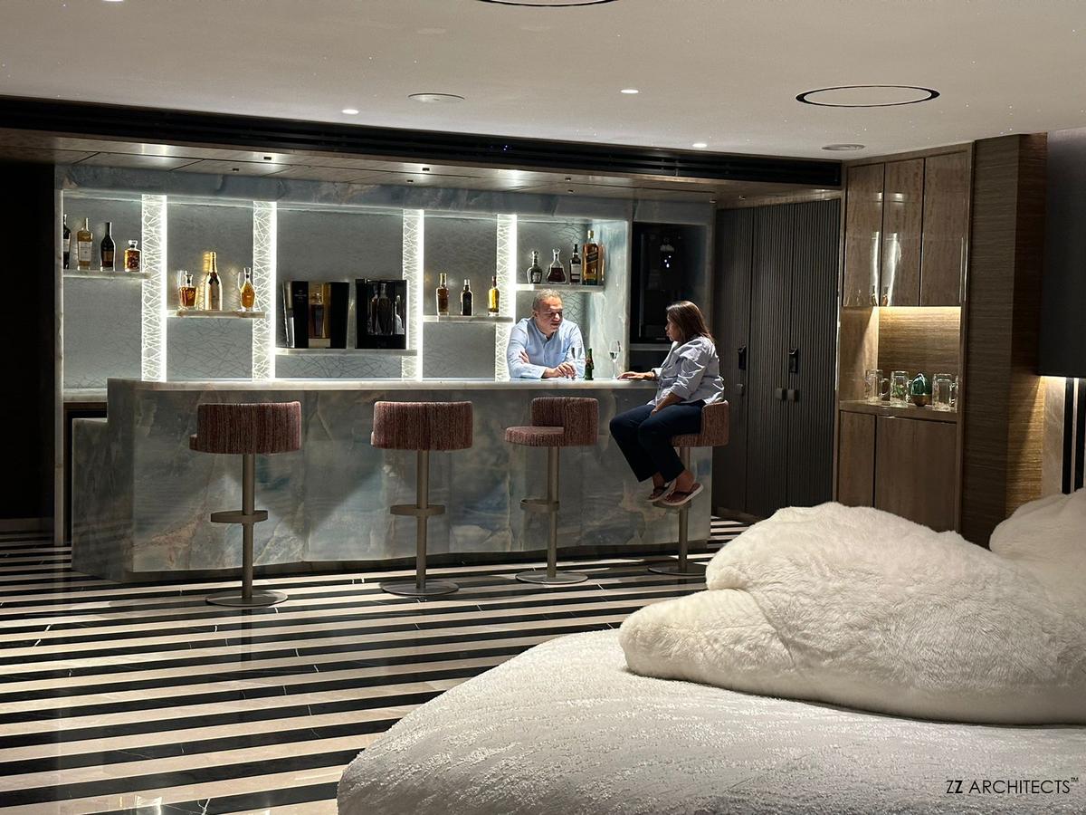  A home bar space designed by Mumbai- based ZZ Architects