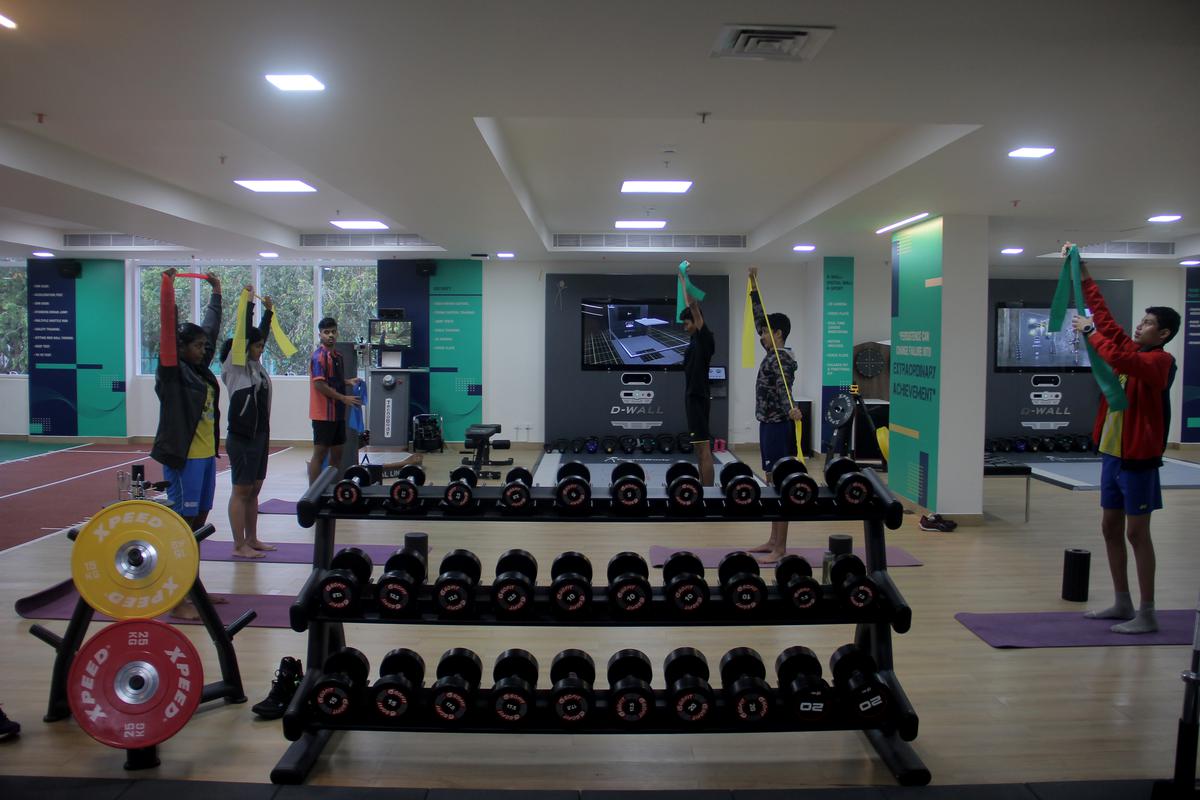 Players seen inside the Sports Science Centre at Kalinga Stadium.