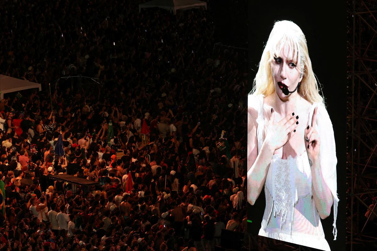 People gather to attend Lady Gaga’s open concert, in Copacabana beach in Rio de Janeiro, Brazil, May 3, 2025.
