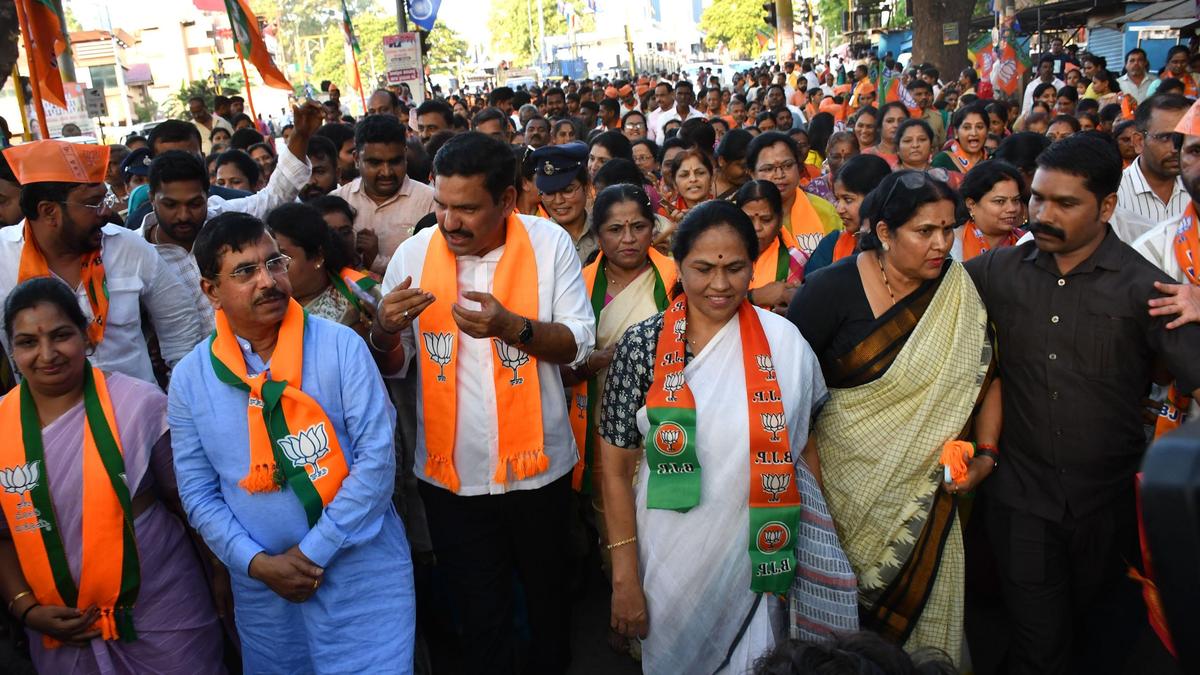 BJP holds protest meet on women’s Bill in Hubballi, vows to continue fight against Congress, allies