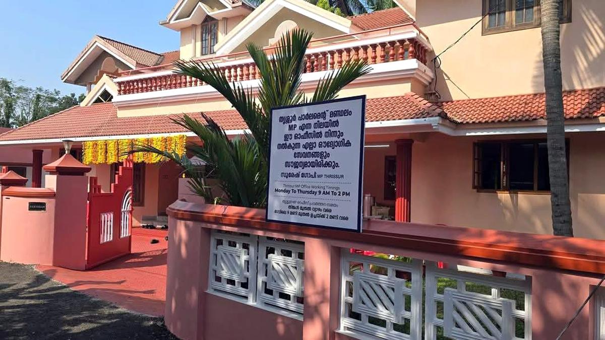 Signboard in front of Suresh Gopi’s office  sparks debate