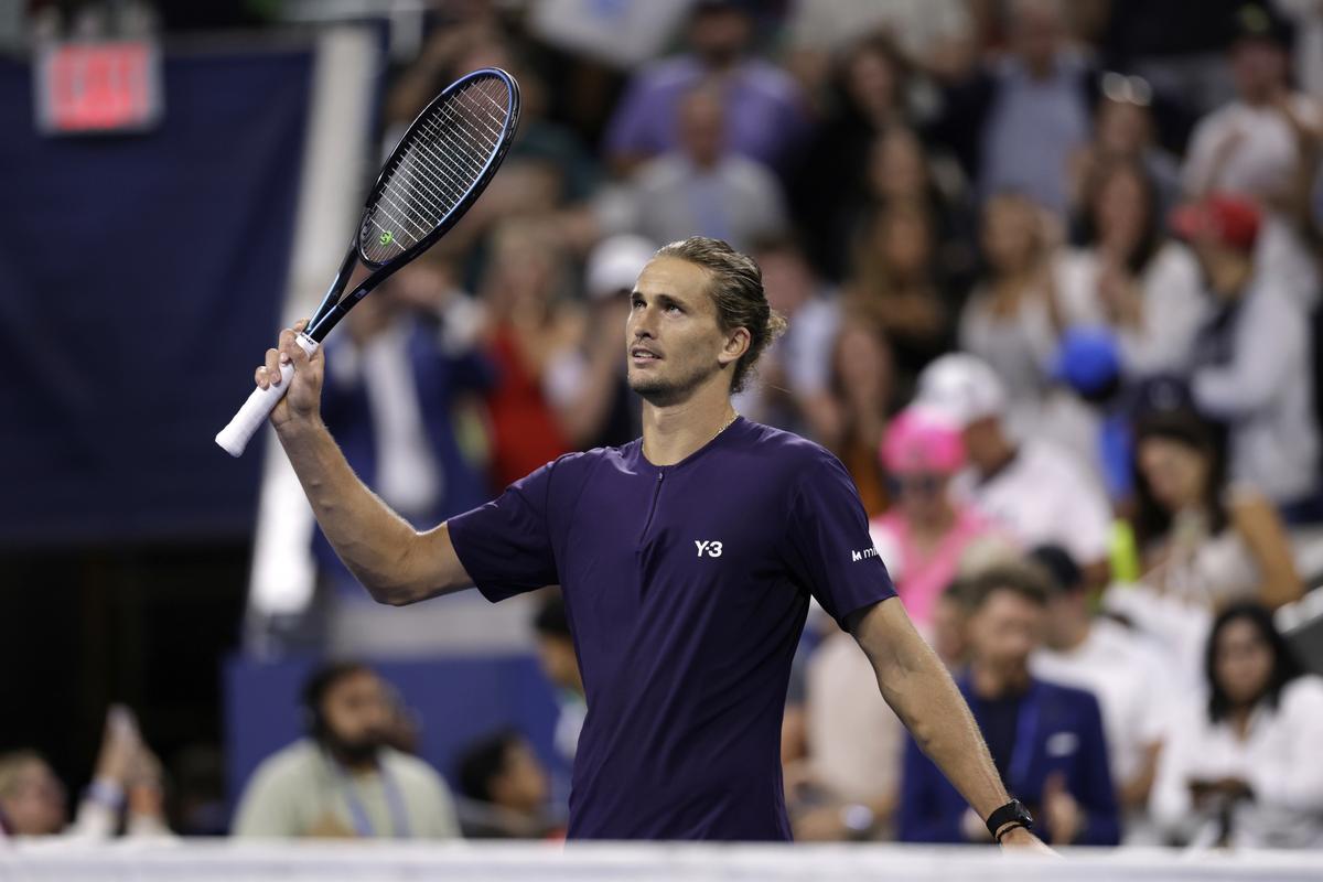 Germany’s Alexander Zverev acknowledges the crowd after defeating Great Britain’s Jacob Fearnley at the U.S. Open tennis championship on August 28, 2025. Germany’s Alexander Zverev acknowledges the crowd after defeating Great Britain’s Jacob Fearnley at the U.S. Open tennis championship on August 28, 2025.