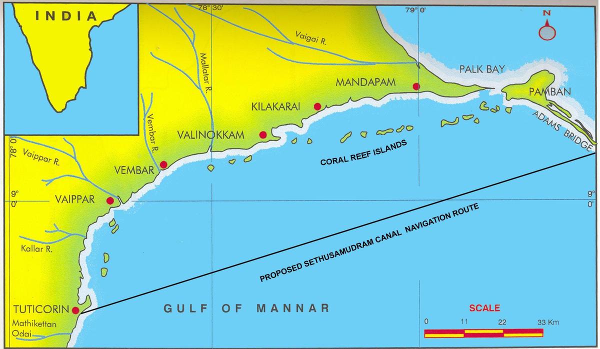 Sethusamudram Shipping Canal Project plan route. File