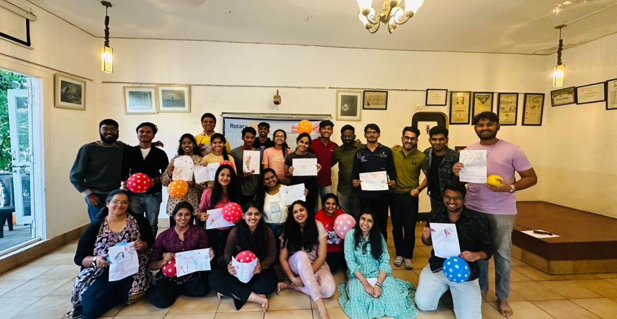 Participants display artworks after a corporate session by Srini Nelluri Participants display artworks after a corporate session by Srini Nelluri