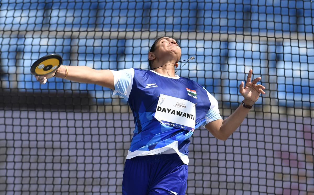 Dayawanti compite en la final de la categoría de lanzamiento de discos femeninos en el Campeonato Mundial de Atletismo para 2025, en el estadio Jawaharlal Nehru, en Nueva Delhi el 29 de septiembre de 2025. Dayawanti compite en la final de la categoría de lanzamiento de discos femeninos en el Campeonato Mundial de Atletismo para 2025, en el estadio Jawaharlal Nehru, en Nueva Delhi el 29 de septiembre de 2025.