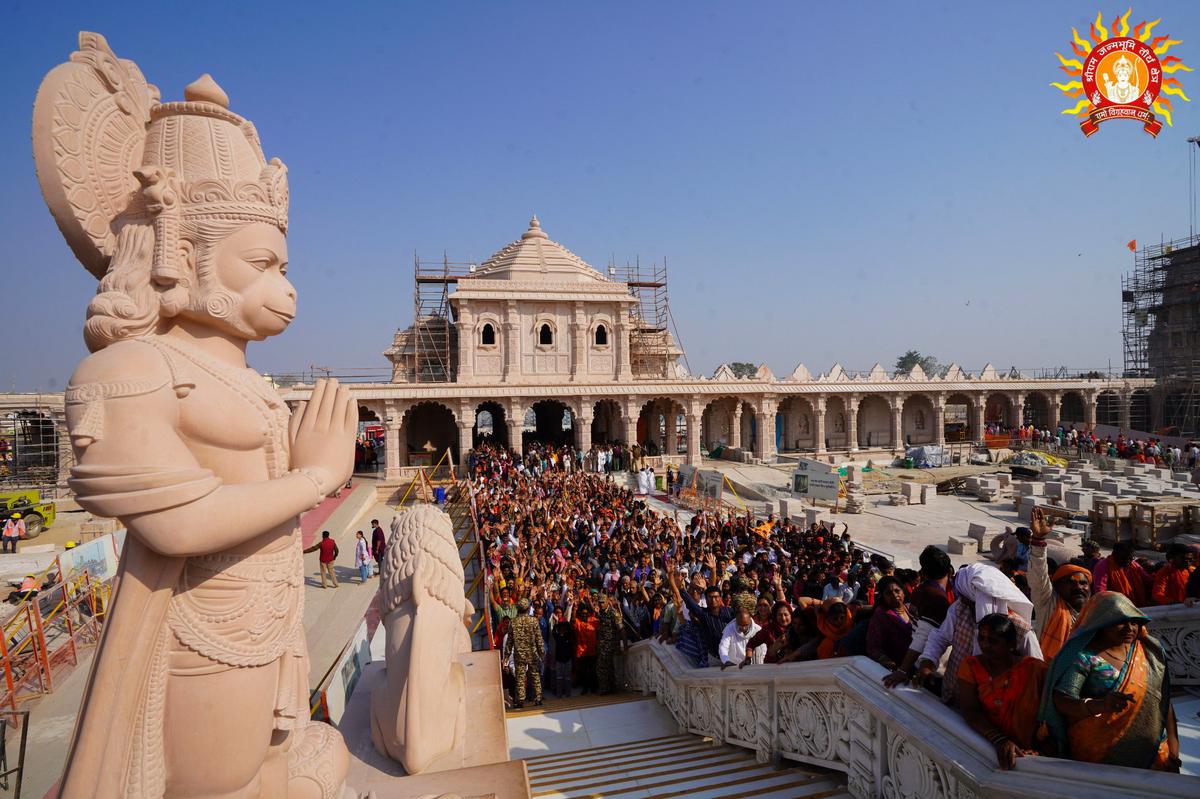 Devotees in large numbers arrive to offer prayers to Lord Ram at the Shri Ram Janmabhoomi Temple, in Ayodhya. File photo Devotees in large numbers arrive to offer prayers to Lord Ram at the Shri Ram Janmabhoomi Temple, in Ayodhya. File photo