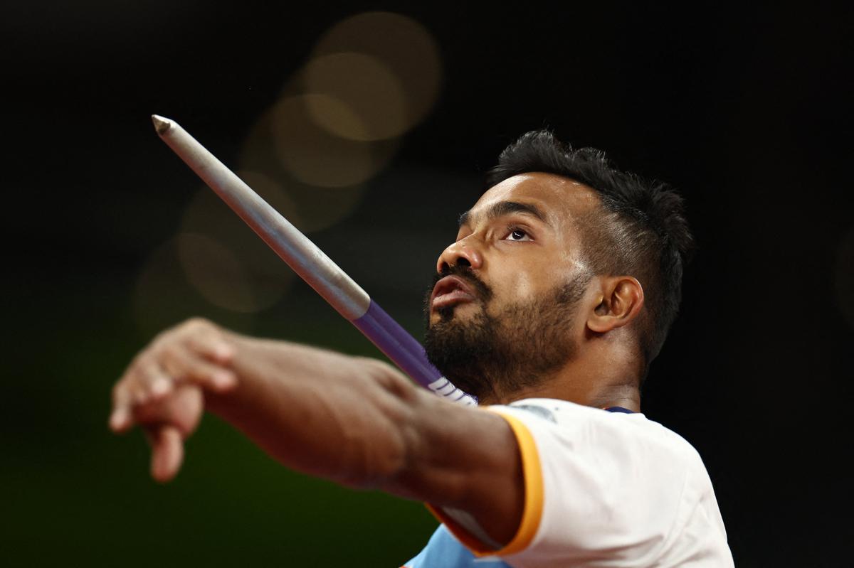 Kishore Kumar Jena in action during the men’s javelin throw final 