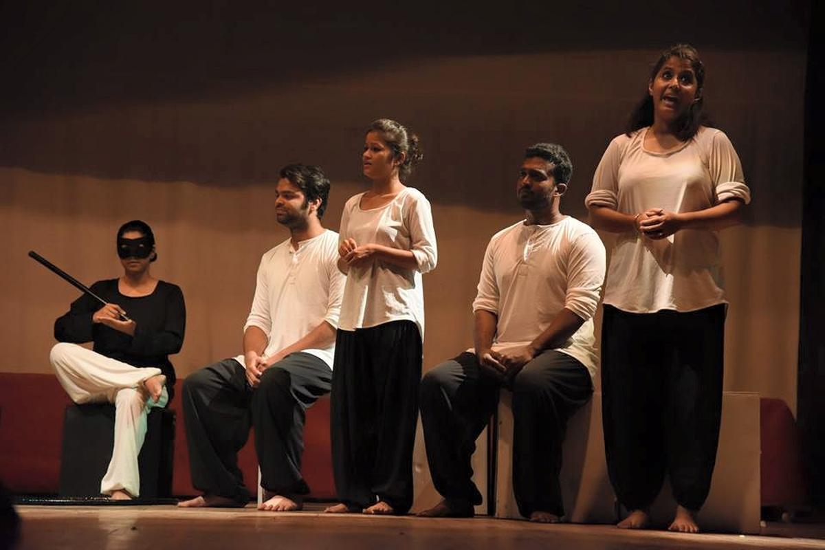 Bhagyashree Tarke (third from left) during a play