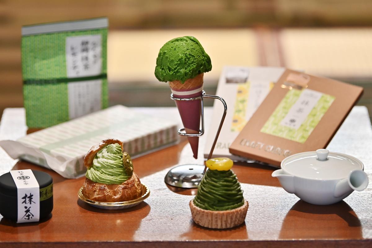This photo taken on May 16, 2019 shows matcha tea products at a tea shop in Fujieda, Shizuoka prefecture. 