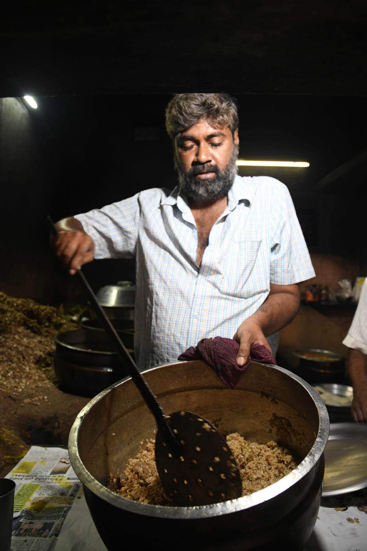 T Nandhagopal, the fourth generation owner of Perumal Naidu Biryani Hotel in Dindigul.