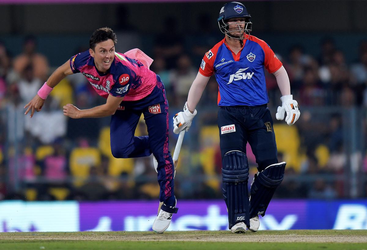 Breathing fire: Trent Boult scuttled Capitals chase with his double strike in the first over.