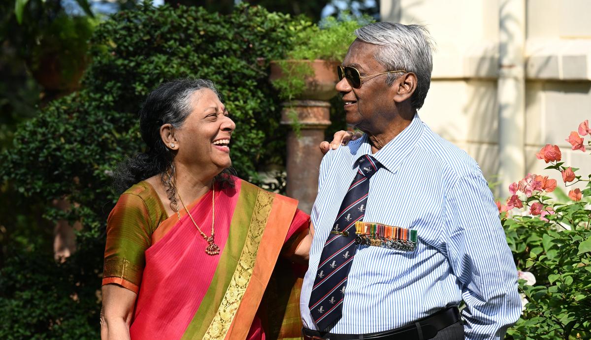 Air Commodore SK Jayarajan (retired) with Stella Jayarajan at St Mary's Church, Fort St George, Chennai