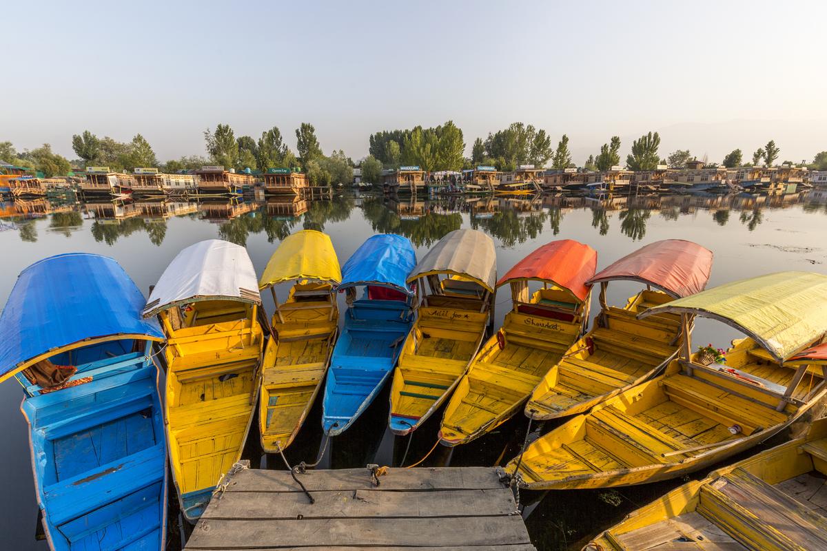 A deserted view of the Dal Lake, Srinagar. 