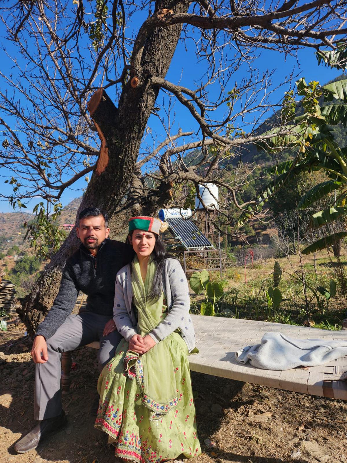 Kanwar Bhanu Uday Singh and wife, Devangni Kanwar, founders of Himjoy, which makes biodegradable tableware from apple prunes in Himachal Pradesh