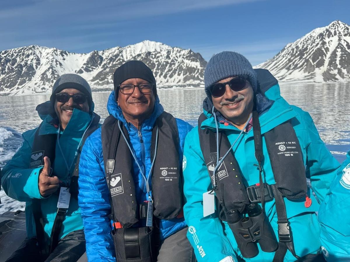 (From left to right) Venkatesan, Chandrasekaran and Raju at the Arctic Circle (From left to right) Venkatesan, Chandrasekaran and Raju at the Arctic Circle