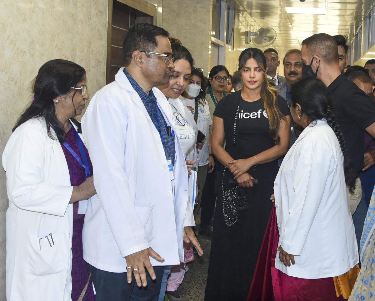 Actor and UNICEF Goodwill Ambassador Priyanka Chopra Jonas during a visit to Avanti Bai Hospital, in Lucknow, Tuesday, Nov. 8, 2022