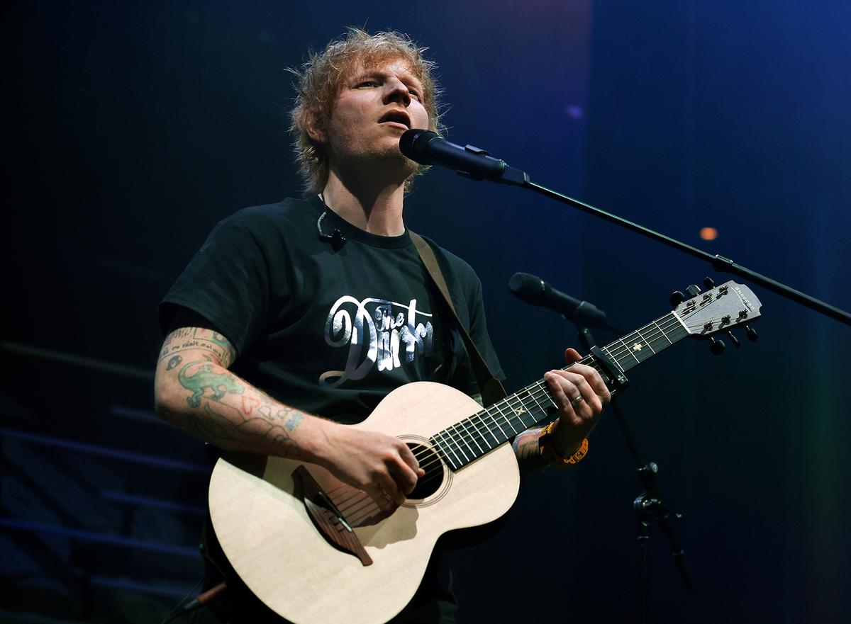  Ed Sheeran performs live on stage as he plays a surprise support set for The Darkness at The Roundhouse in London, 