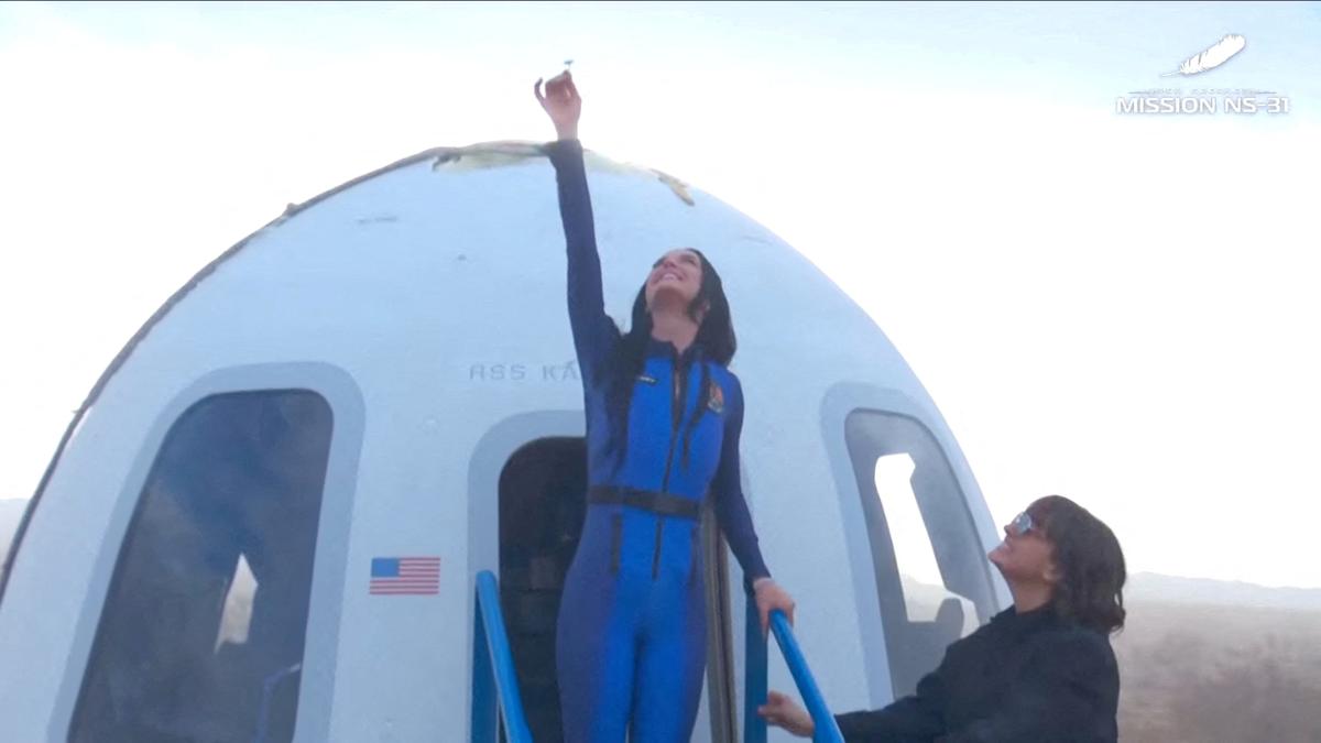 Katy Perry launches into space with all-female crew on Blue Origin rocket
