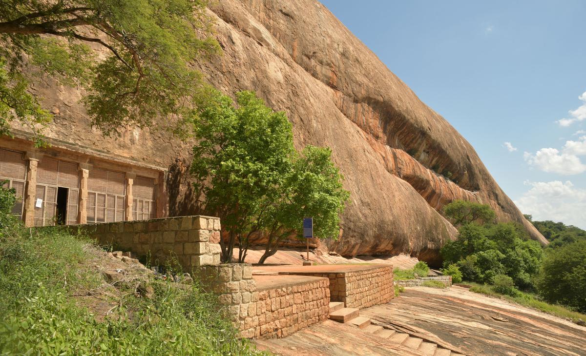 The Sittanavasal Rock Cave temple in Pudukottai district. 