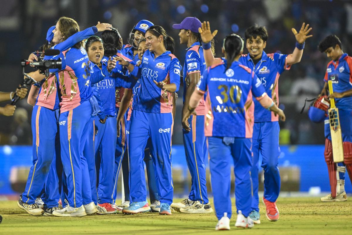 Mumbai Indians player celebrate after winning the WPL final. 