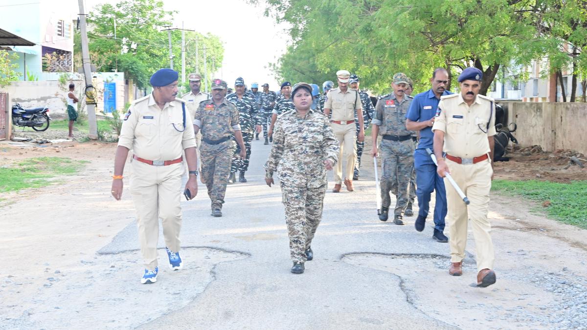 SP leads flag march in Anantapur ahead of counting day