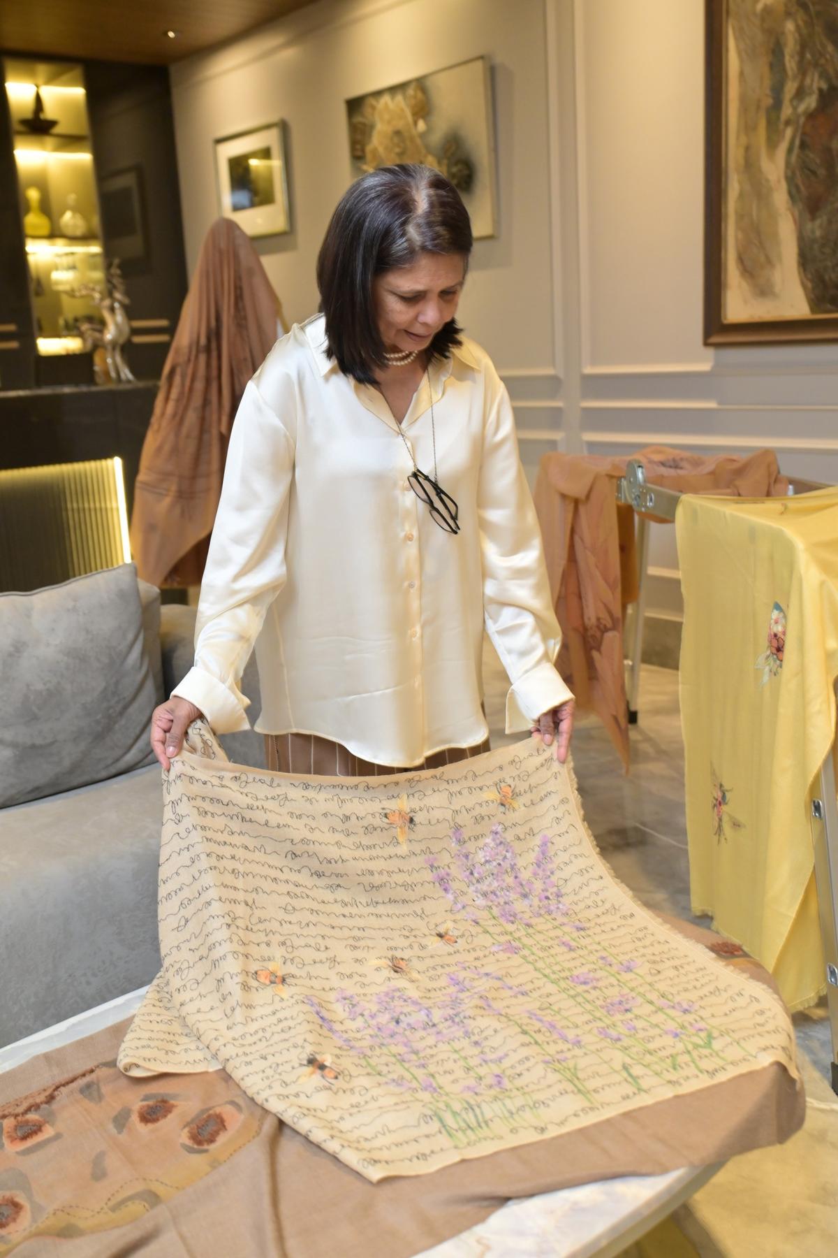 Fashion designer Annie Titus Mammen from Chennai brought her exquisitely crafted pashmina stoles to Delhi