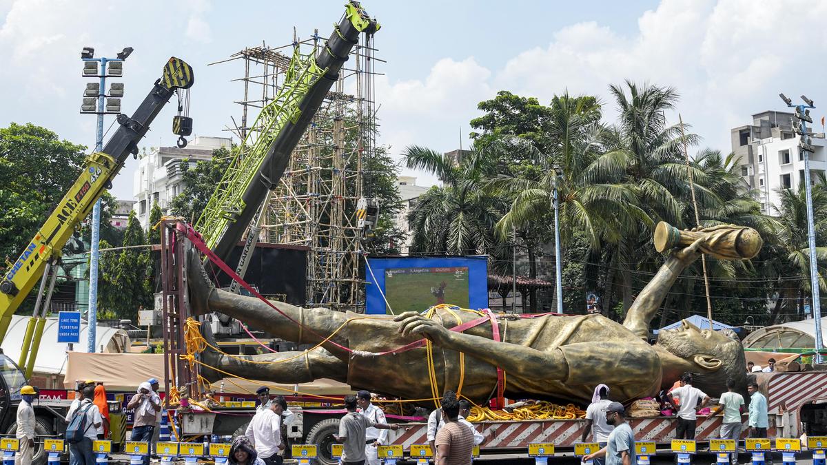 Lionel Messi statue in Kolkata, found to be structurally unstable, removed over safety concerns
