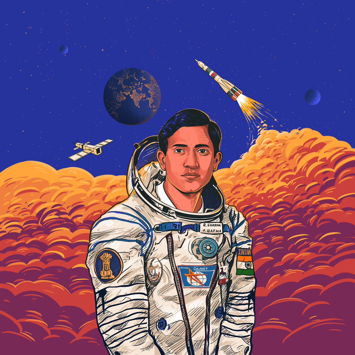 Illustration of Rakesh Sharma