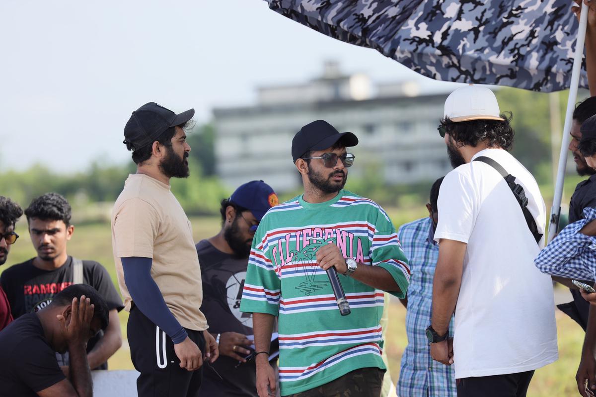     Adityan Chandrasekhar on the sets of his debut feature film Ankilam Chandrike, shot in Kannur 