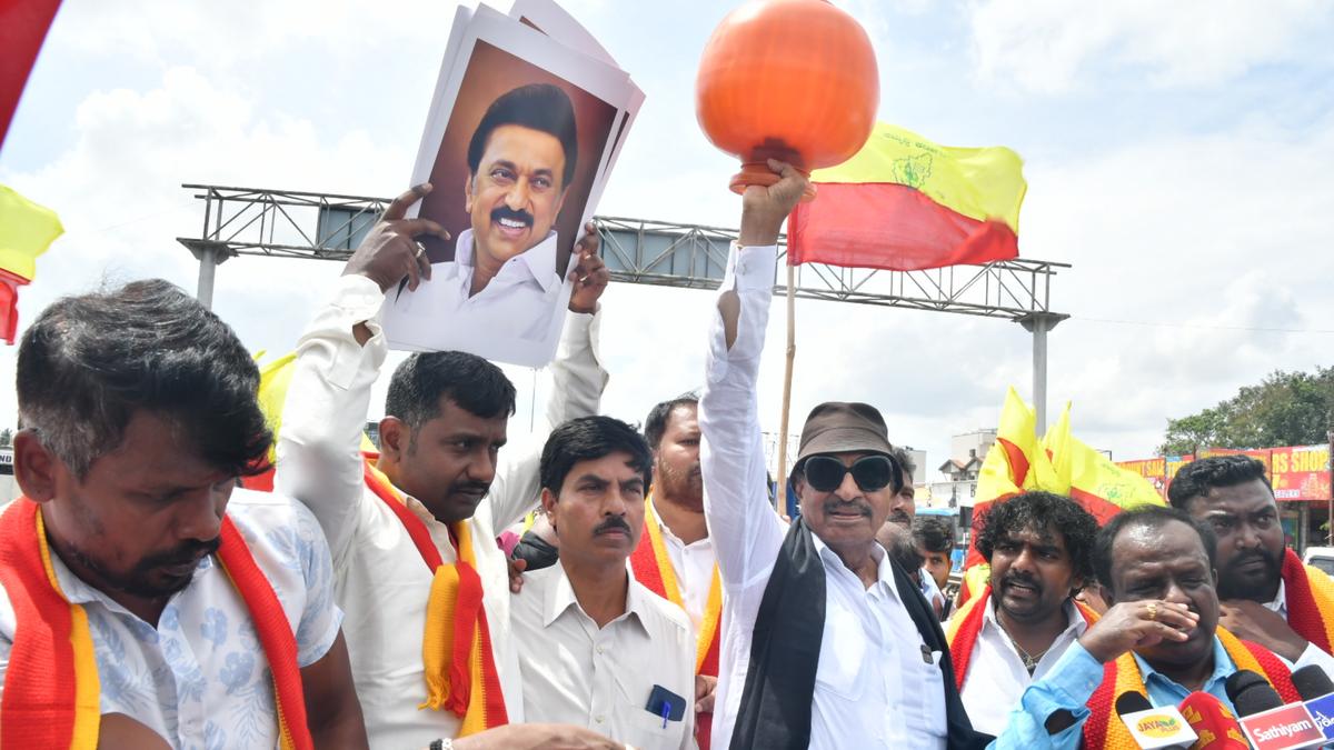 Karnataka outfit protests at inter-State border near Hosur, vehicle movement briefly halted