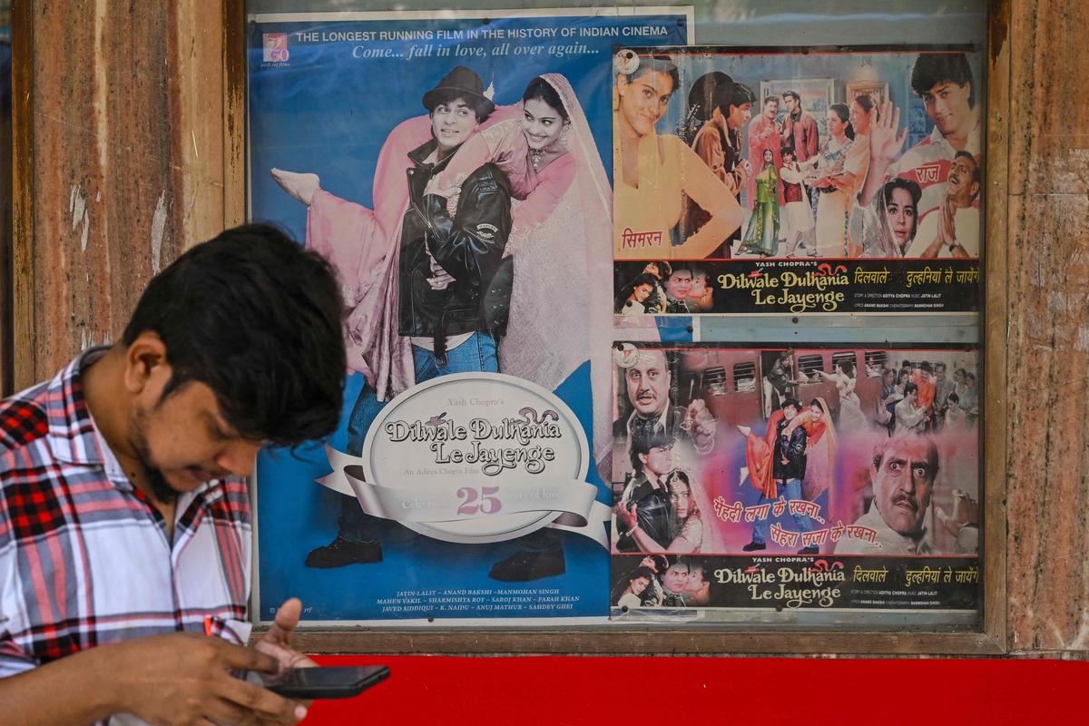 A moviegoer at Maratha Mandir  A moviegoer at Maratha Mandir