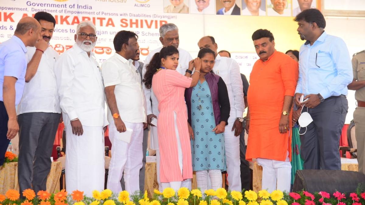 Assistive devices distributed to beneficiaries in Chamarajanagar