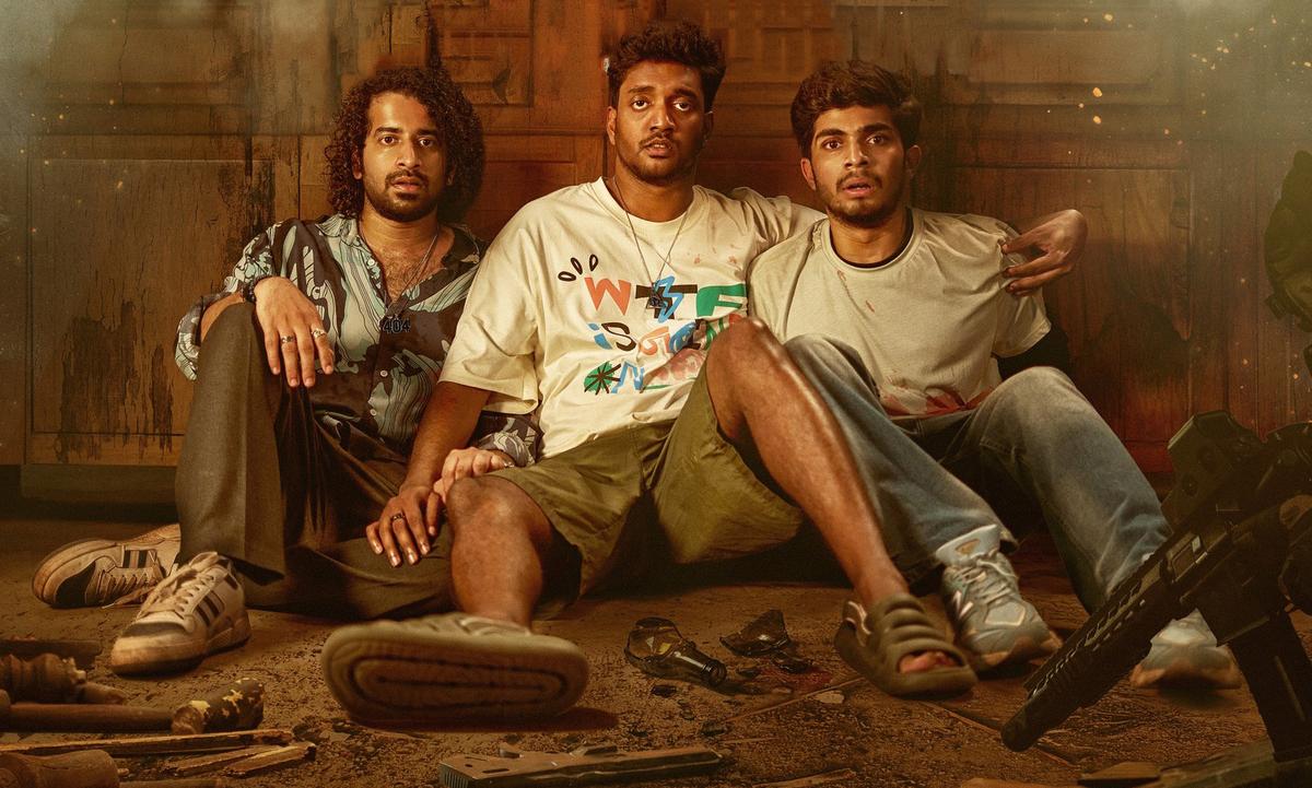 Arun Kurian, Chandu Salimkumar and Naslen in ‘Lokah: Chapter 1 : Chandra’. Arun Kurian, Chandu Salimkumar and Naslen in ‘Lokah: Chapter 1 : Chandra’.